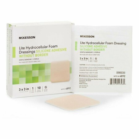 MCKESSON LITE Silicone Gel Adhesive without Border Thin Foam Dressing, 3 x 3 Inch, 200PK 4892